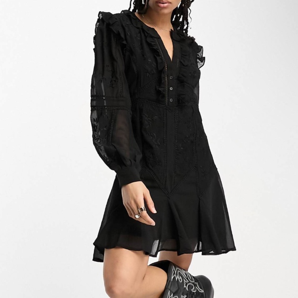 Stylish Black Ruffle Dress - Picture 2 of 2